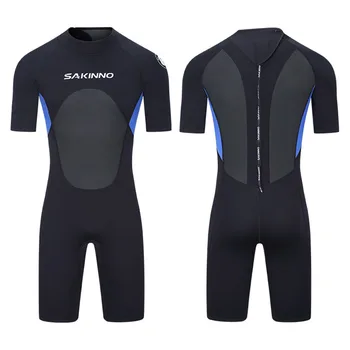 Нов 3 мм неопреновый водолазен костюм, мъжки едно парче бански костюм с къс ръкав, защита от слънцето, бански за сърф, Плажна плуване, Водни спортове, топъл неопрен 2023