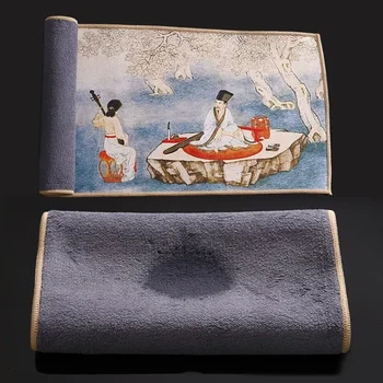 Рисувана тряпичный мат китайски чаши, Висококачествено професионално кърпа за почистване на 18x40 см, супер набор от плътна абсорбираща чаени аксесоари