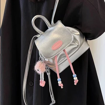 Ins Студентски Малка раница, Ретро Раници, Дамски красиви дънкови чанти, чанта на рамото за момичета, Модерна училищна чанта Y2K, Ежедневни тенденция чанта