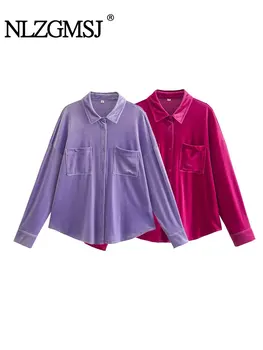 Nlzgmsj ТРАФИКА на Нова дамска блуза и блузи с дълъг ръкав, ежедневни свободна женска риза големи размери, дамски риза, обикновена върхове.