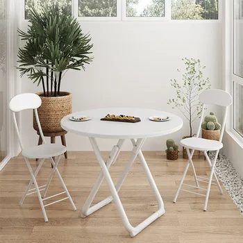Сгъваема кръгла маса, маса за Хранене за дома, малък апартамент, Модерен просто случаен кръгла маса за ресторант, комбиниран маса и стол