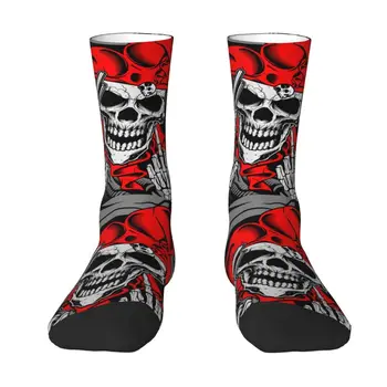 Новост, Мъжки чорапи-рокли Смешни Jokers Skull Gun, Унисекс, Удобни Чорапи с 3D-принтом в готически стил 
