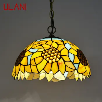 Стъклена окачена лампа ULANI Тифани LED с креативен цветен модел, Интериор с Полилеи за дома, трапезария, спални, хотелско осветление
