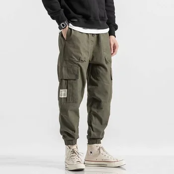мъжки панталони-карго с множество джобове, пролетни и есенни улични панталони, трендови, покриващи малки крака, мъжки хип-хоп