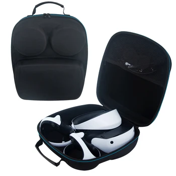 Калъф за носене PS VR2 с амортизация, преносим чанта за съхранение на двоен цип за аксесоари за съхранение PS5 VR2