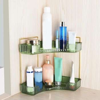 2-ниво органайзер за плота в банята, Многофункционален ъгъл органайзер за баня, Органайзер за козметика и парфюми Изображение 0
