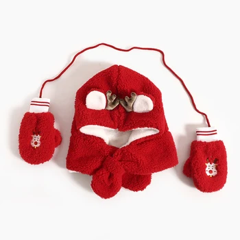 Комплект от детски шапки и ръкавици Listenwind Зимни Коледни Шапки с оленьими рога и ръкавици за малки момчета и момичета Аксесоари за студено време
