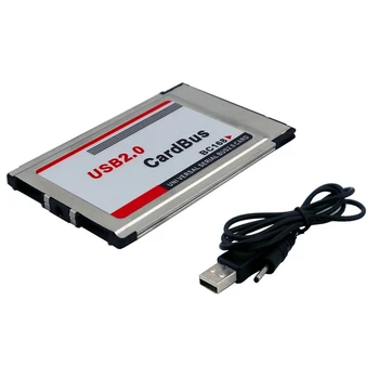 2X PCMCIA към USB 2.0 Cardbus Двоен 2-портов адаптер за карти 480M за преносим компютър