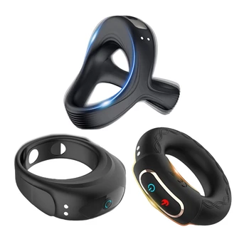 Вибриращи петел пръстени, секс-играчки, вибратор с 10 режима на вибрациите, която се презарежда чрез USB Изображение 0