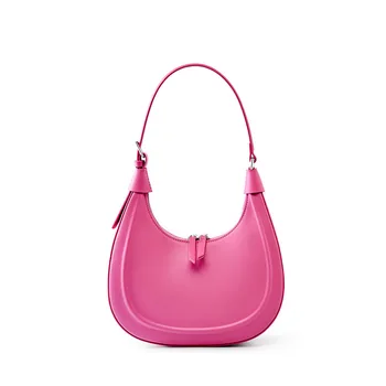 Дамски преносим чанта през рамо от естествена кожа розов цвят Изображение 0