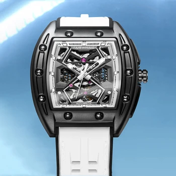 Мъжки часовници Най-добрата марка за луксозни автоматични Механични часовници за мъже, спортен силиконов каишка, водоустойчив часовници Relogio Masculino Изображение 0