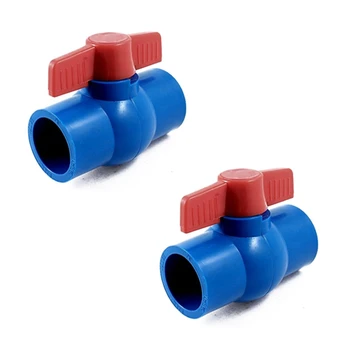 2X40 mm X 40 mm Плъзгаща се Пълна Пристанище Червена Дръжка-Лост U-Образна Сферичен кран PVC Син Цвят