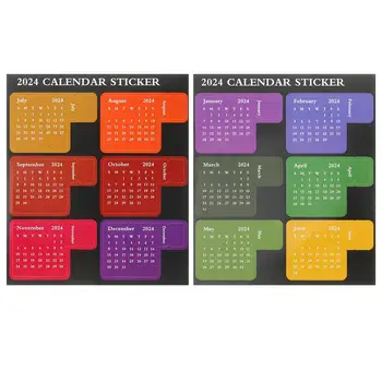 Етикети с календара на 2024 година, етикети за ежедневника, етикети Kawaii, Месечен дневник, Указательная страница, Отметки, Корейски и канцеларски етикети