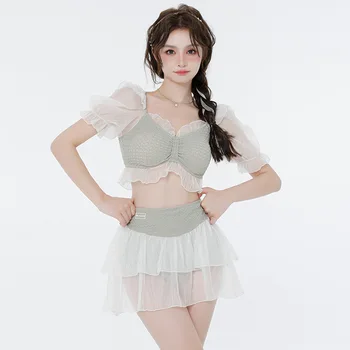 Wisuwore 2023 Женски бански костюм-бикини от две части, плажен костюм с висока талия, Корейски, бански костюми, бански за момичета, дрехи за плуване