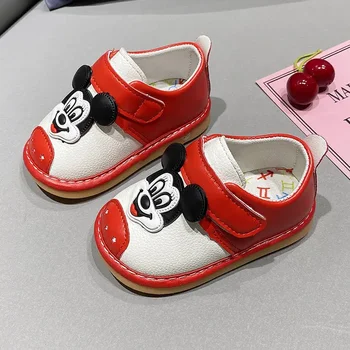 нови летни обувки за момичета с Мики от анимационен филм на Дисни, които предпазват от удари, от мека кожа, за малки принцеси