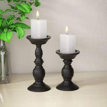 Американски изкован ретро-тъпо черен свещник поставка за ароматерапевтических свещи сватбена украса украса за дома занаяти Изображение 0
