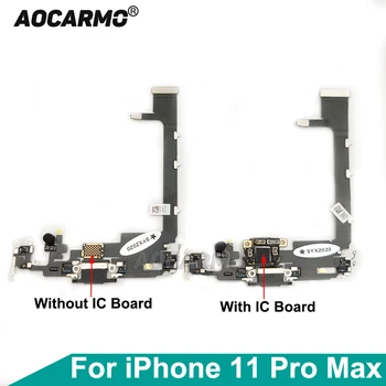 Aocarmo за iPhone 11 Pro Max USB порт за зареждане, докинг станция за зарядно, микрофона, гъвкав кабел за микрофон с печатна платка IC