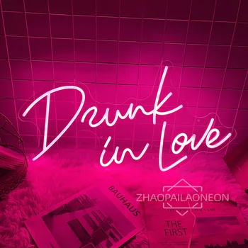 Сватбена неонова реклама Drunk In Love Неон led табела Сватбена украса, стенни неонови светлини, оферта за ангажимент, декор за парти, облицовачен
