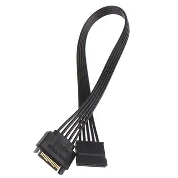 Удължителен кабел за захранване SATA 15Pin от мъжа към жената, захранващ кабел за твърд диск SSD, захранващ кабел за SATA КОМПЮТЪР, луженый проводник от чиста мед 18AWG