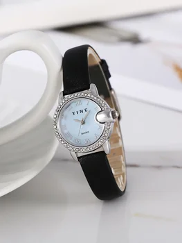 Дамски кварцов часовник Луксозни Римски цифри Диамантени часовници Реколта Дамски Елегантен часовник Orologio Reloj от естествена кожа