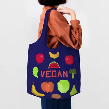 Веганские здравословна храна, чанти за пазаруване, дамски чанти за плодове и зеленчуци, холщовая пазарска чанта през рамо, чанти голям капацитет, чанти
