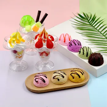 Имитация на топки сладолед Модел на хранене Фалшива Храна за Сладки рог Декор на магазина десерти Реалистичен Декор на сладолед Реквизит за снимки Украшение
