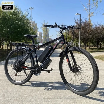 29-инчов електрически велосипед за възрастни със сменяема литиево-йонна батерия 48 и двигател с висока мощност мощност 1000 W Предни и задни дискови спирачки електрически велосипед Изображение 0