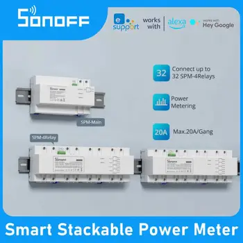Нов SONOFF SPM Stackable Smart Power Meter 20A/Gang Защита От Претоварване WiFi Мониторинг Дистанционно Предаване на Данни Работа С EWLink