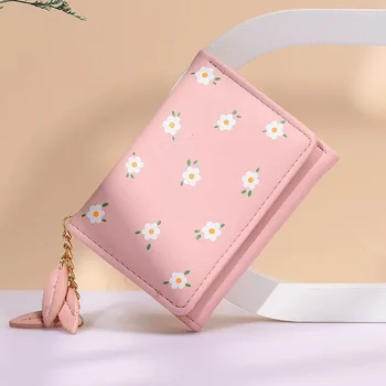 Корейската версия малка дамска чанта, дамска чанта, кратък модерен портфейл за момичета нов стил, скоба за портфейла за чантата Изображение 1