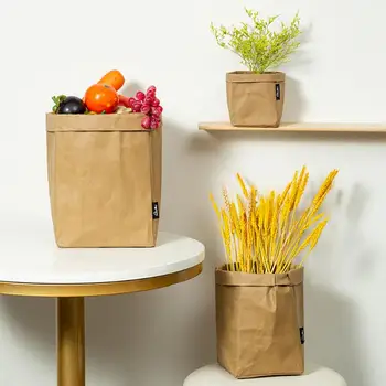Чанта за съхранение, Моющаяся Крафт-хартия за многократна употреба с Кухненски хладилник, чанта за съхранение на продукти, саксия за растения, играчки за малки неща, Козметичен организатор на масата Изображение 1