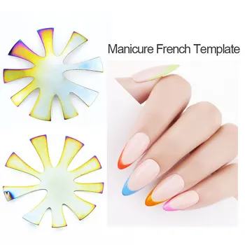 Френски маникюр NAILCO Нокти Открита стоманена плоча Шаблон от неръждаема стомана UV-дизайн на ноктите Спецификация цвят, Форма, Модел Crystal Nail Изображение 1