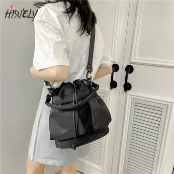 Ежедневни найлонови чанти за рамо с завязками, дамски дизайнерска чанта 2023, Корейската мода, чанта през рамо Y2K, чанти за пазаруване с голям капацитет Изображение 1
