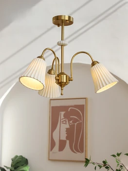 Френската ретро Бяла керамична полилей Американската модерна спалня с трапезария и хол Стъклени лампи Изображение 2