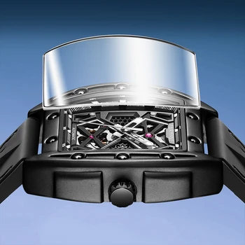Мъжки часовници Най-добрата марка за луксозни автоматични Механични часовници за мъже, спортен силиконов каишка, водоустойчив часовници Relogio Masculino Изображение 2