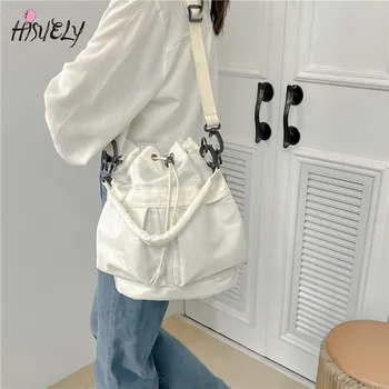 Ежедневни найлонови чанти за рамо с завязками, дамски дизайнерска чанта 2023, Корейската мода, чанта през рамо Y2K, чанти за пазаруване с голям капацитет Изображение 2