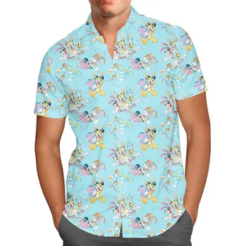 Хавайски ризи Goofy Куче Мъжки модни ризи с копчета Хавайски ризи 
