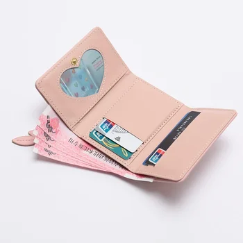 Корейската версия малка дамска чанта, дамска чанта, кратък модерен портфейл за момичета нов стил, скоба за портфейла за чантата Изображение 3