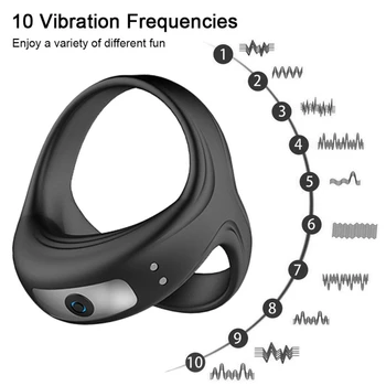 Вибриращи петел пръстени, секс-играчки, вибратор с 10 режима на вибрациите, която се презарежда чрез USB Изображение 3