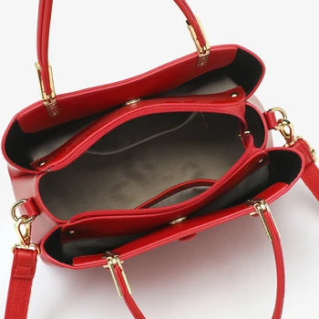 Дамски чанти от мека кожа, луксозни дизайнерски 3-слойна чанта през рамо, дамски чанти през рамо с голям капацитет, брандираната чанта-месинджър Изображение 3