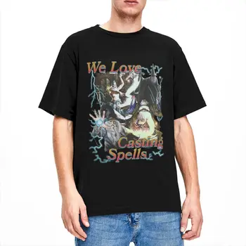 Забавна тениска We Love Casting Spells, Мъжки Дамски памучен тениска с кръгла яка и къс ръкав, Летни потници, тениска голям размер Изображение 3