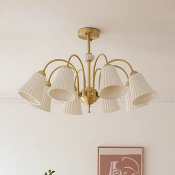 Френската ретро Бяла керамична полилей Американската модерна спалня с трапезария и хол Стъклени лампи Изображение 4