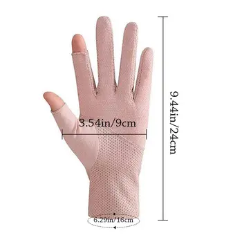Дамски модни памучни ръкавици с крем, дамски летни слънчеви ръкавици за колоездене, шофиране, джогинг, тънки ръкавици със защита от ултравиолетови лъчи Изображение 4