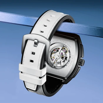Мъжки часовници Най-добрата марка за луксозни автоматични Механични часовници за мъже, спортен силиконов каишка, водоустойчив часовници Relogio Masculino Изображение 4