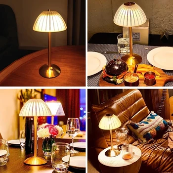 Led пълноценната настолна лампа със сензор, тенис на нощна светлина, акумулаторна безжична лампа за четене в ресторанта, бара на хотела, осветление за декор за спалня Изображение 4