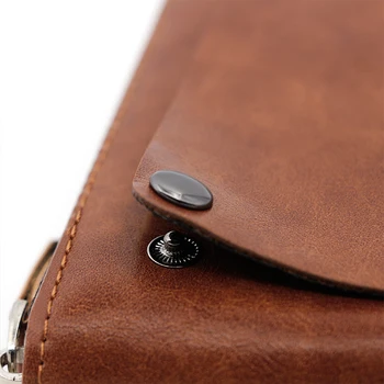 Нов мъжки кратък чантата с линия на веригата от изкуствена кожа с джоб за дреболии голям капацитет и мъжки чантата с няколко карти Изображение 4