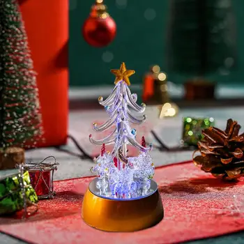 Фигурка елхи от led стъкло, фигурка на празничната елха от лека изкуствена стъкло, мини елхи, настолна Коледно дърво за дома Изображение 4