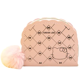 2022 Модерен женски чантата със сладък котка, кратък чантата си Малка кожена кесия, торбичка с пари за момичета, Държач за карти, Дамски портфейл с цип Изображение 5