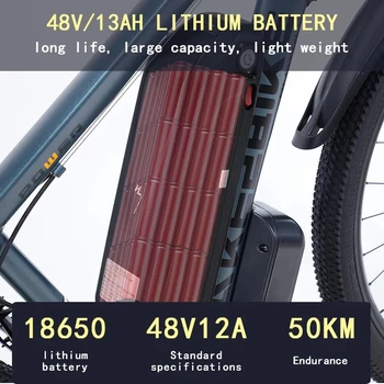 29-инчов електрически велосипед за възрастни със сменяема литиево-йонна батерия 48 и двигател с висока мощност мощност 1000 W Предни и задни дискови спирачки електрически велосипед Изображение 5